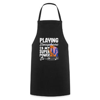 Saxophoniste superpuissant du saxophone jazz - Tablier de cuisine - noir - Devant - AI Model Male 185 dark (185cm)