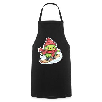 Kawaii Watermelon Snowboarding in Winter - Cooking Apron - black - Front - AI Model Male 185 dark (185cm)