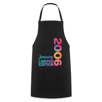 Anniversaire Janvier 2006 Né en Janvier Cadeau - Tablier de cuisine - noir - Devant - AI Model Male 185 dark (185cm)