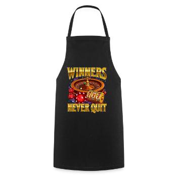 Winners Never Quit Funny Gambling Casino Quote - Cooking Apron - black - Front - AI Model Male 185 dark (185cm)