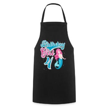 4th Birthday Mermaid - Cooking Apron - black - Front - AI Model Male 185 dark (185cm)