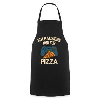 Ich pausiere nur für Pizza - Gamer Motiv - Kochschürze - Schwarz - Vorne - AI Model Male 185 dark (185cm)