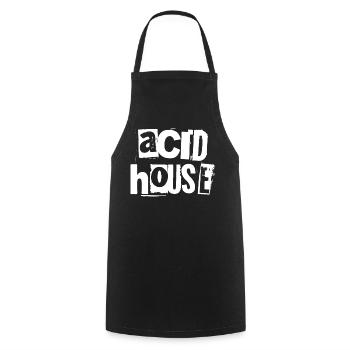 Acid House Grunge Typographie Tee - Tablier de cuisine - noir - Devant - AI Model Male 185 dark (185cm)