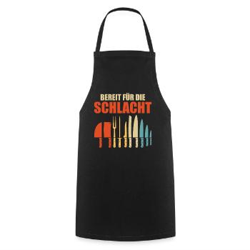 CHEF READY FOR BATTLE Funny - Cooking Apron - black - Front - AI Model Male 185 dark (185cm)