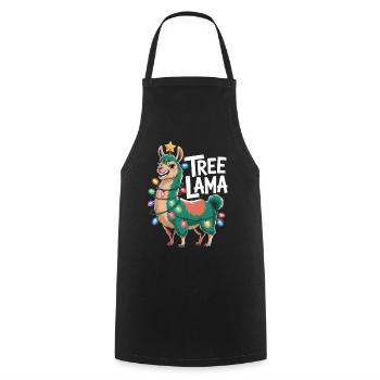 Tree Lama Weihnachts Shirt Lama mit Lichterkette - Kochschürze - Schwarz - Vorne - AI Model Male 185 dark (185cm)