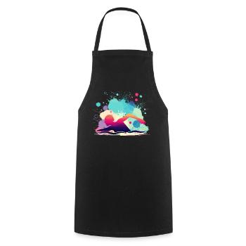 Nageuse, femme natatrice, monitrice de natation - Tablier de cuisine - noir - Devant - AI Model Male 185 dark (185cm)