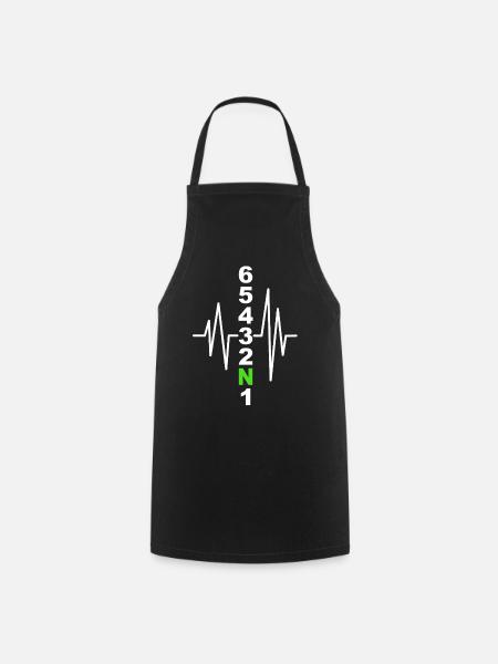 Motorcycle Gearshift Pattern with Heartbeat – Biker - Cooking Apron - black