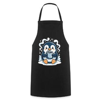Cuddly penguin with hot cocoa - Cooking Apron - black - Front - AI Model Male 185 dark (185cm)