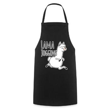 Lama Jogging - lustig der joggt ja wie ein Lama! - Kochschürze - Schwarz - Vorne - AI Model Male 185 dark (185cm)