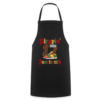 Steppin' Into Juneteenth – Black Pride - Cooking Apron - black - Front - AI Model Male 185 dark (185cm)