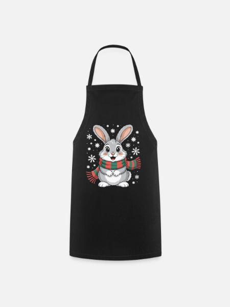 Winterhase mit Schal - Kochschürze - Schwarz