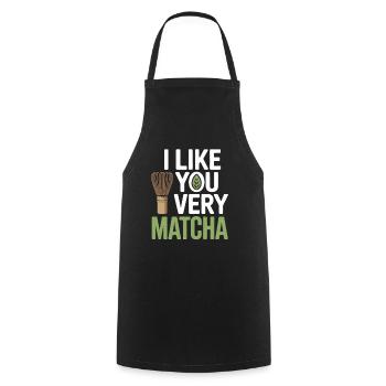 Thé matcha dit thé vert comme toi, très matcha - Tablier de cuisine - noir - Devant - AI Model Male 185 dark (185cm)