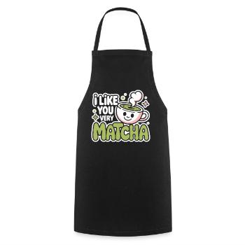 Thé matcha dit thé vert comme toi, très matcha - Tablier de cuisine - noir - Devant - AI Model Male 185 dark (185cm)