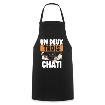 Un, deux, trois chats, mignons chats, - Tablier de cuisine - noir - Devant - AI Model Male 185 dark (185cm)