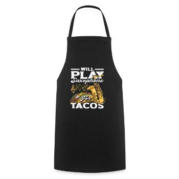Jouera pour Tacos Saxophone Saxophoniste Jazz - Tablier de cuisine - noir - Devant - AI Model Male 185 dark (185cm)