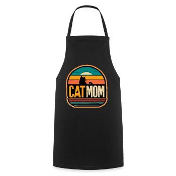 Cat Mom Vintage Sunset Katze Katzen - Kochschürze - Schwarz - Vorne - AI Model Male 185 dark (185cm)