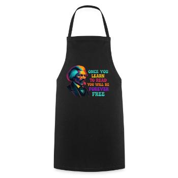 Once You Learn to Read You Will Be Free - Cooking Apron - black - Front - AI Model Male 185 dark (185cm)