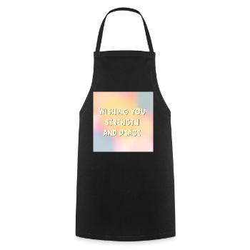 Wishing Strength Peace - Cooking Apron - black - Front - AI Model Male 185 dark (185cm)