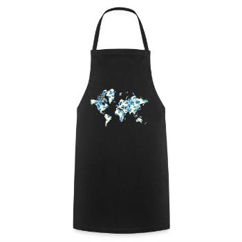 Carte du monde Fleurs Bleues - Tablier de cuisine - noir - Devant - AI Model Male 185 dark (185cm)