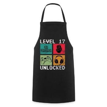 Level 17 Unlocked Retro Gamer - Kochschürze - Schwarz - Vorne - AI Model Male 185 dark (185cm)