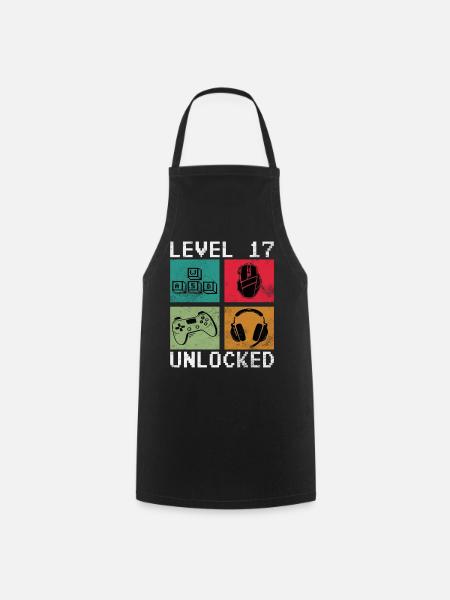 Level 17 Unlocked Retro Gamer - Kochschürze - Schwarz
