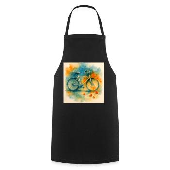 Aquarell, Fahrrad in Farbexplosion - Kochschürze - Schwarz - Vorne - AI Model Male 185 dark (185cm)