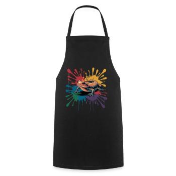 Salamandre colorée avec une touche de couleur pour - Tablier de cuisine - noir - Devant - AI Model Male 185 dark (185cm)