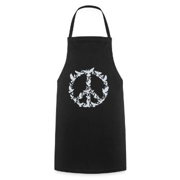 Doves of Peace in Peace Symbol Design - Cooking Apron - black - Front - AI Model Male 185 dark (185cm)