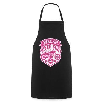 Biker Girl Motorcycle Pink Shield - Cooking Apron - black - Front - AI Model Male 185 dark (185cm)