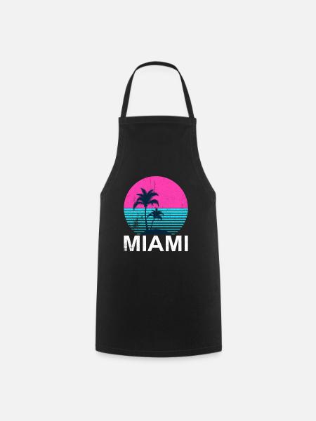 Miami Neon Palmen Sunset - Kochschürze - Schwarz