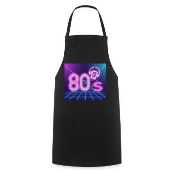 années 80 - Tablier de cuisine - noir - Devant - AI Model Male 185 dark (185cm)