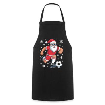 Santa Kicks Ball Christmas Soccer - Cooking Apron - black - Front - AI Model Male 185 dark (185cm)