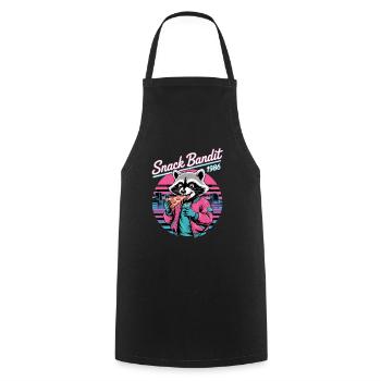 Snack Bandit 1986 Retro Raccoon Pizza - Cooking Apron - black - Front - AI Model Male 185 dark (185cm)