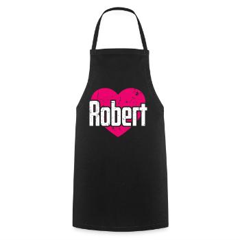 I Love Robert Pinkes Herz Ich liebe Robert - Kochschürze - Schwarz - Vorne - AI Model Male 185 dark (185cm)