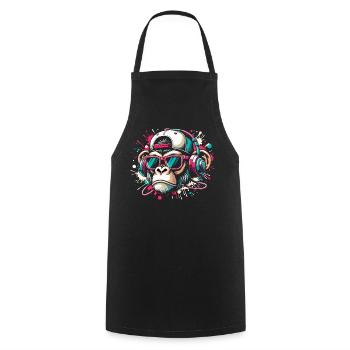 Cool monkey with sunglasses and beats - Cooking Apron - black - Front - AI Model Male 185 dark (185cm)