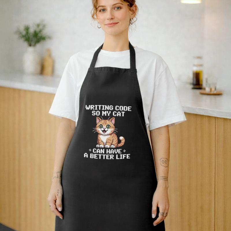 Programming Cat Funny Coding and Cat German Cooking Apron