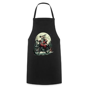 Funny Biker Santa Claus Motorcycle - Cooking Apron - black - Front - AI Model Male 185 dark (185cm)