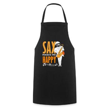 Sax Happy Saxophone Saxophonist - Cooking Apron - black - Front - AI Model Male 185 dark (185cm)