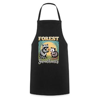 Funny Opossum and Raccoon - Cooking Apron - black - Front - AI Model Male 185 dark (185cm)