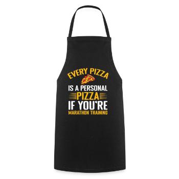 Marathonien : chaque pizza est une pizza personnelle - Tablier de cuisine - noir - Devant - AI Model Male 185 dark (185cm)