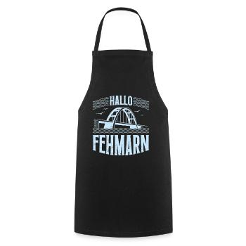Fehmarn Souvenier HALLO FEHMARN Ostsee Lustig - Kochschürze - Schwarz - Vorne - AI Model Male 185 dark (185cm)
