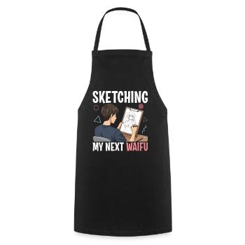 Esquisser ma prochaine Waifu - Tablier de cuisine - noir - Devant - AI Model Male 185 dark (185cm)