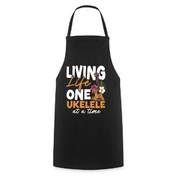 Hawaiian Ukulele Uke Living Life - Cooking Apron - black - Front - AI Model Male 185 dark (185cm)