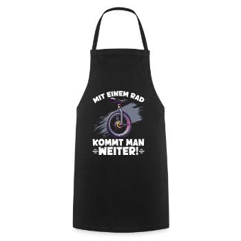 With one wheel you get further - Cooking Apron - black - Front - AI Model Male 185 dark (185cm)