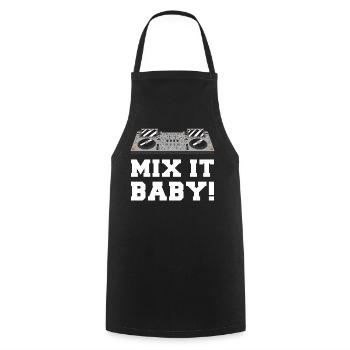 Motif Mix It Baby DJ sur les vêtements - Tablier de cuisine - noir - Devant - AI Model Male 185 dark (185cm)