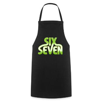 Six Seven 6 7 - 67 - Typographie verte Conception de mèmes - Tablier de cuisine - noir - Devant - AI Model Male 185 dark (185cm)