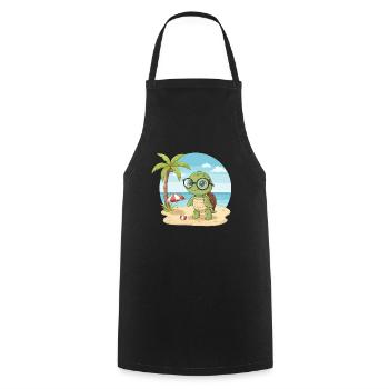 Mignonne Tortue avec des Lunettes vacances d’été sur la plage - Tablier de cuisine - noir - Devant - AI Model Male 185 dark (185cm)