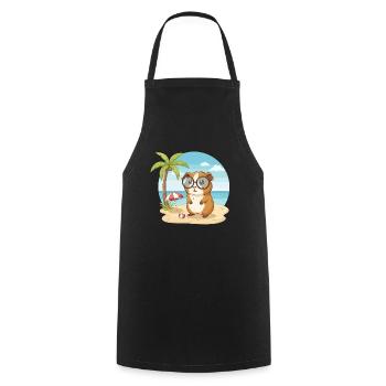 Süßes Meerschweinchen mit Brille Strandsommerurlaub - Kochschürze - Schwarz - Vorne - AI Model Male 185 dark (185cm)