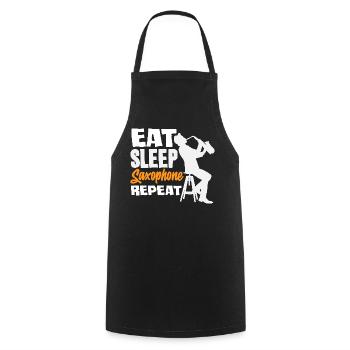 Eat Sleep Saxophone Repeat Saxophonist - Cooking Apron - black - Front - AI Model Male 185 dark (185cm)