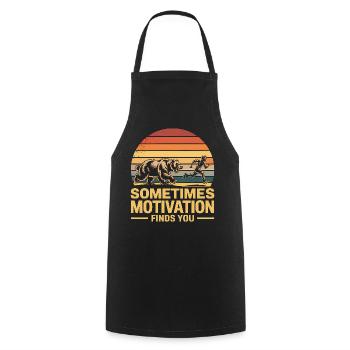 Manchmal findet dich die Motivation – Deutsche Memes - Kochschürze - Schwarz - Vorne - AI Model Male 185 dark (185cm)